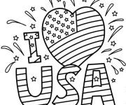 Coloriage et dessins gratuit Amour des USA à imprimer