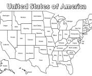 Coloriage Carte d'Amérique avec les noms des états