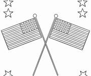 Coloriage Deux drapeaux américain