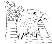Coloriage et dessins gratuit Drapeau des états unis avec tête d'Aigle à imprimer