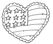 Coloriage et dessins gratuit Drapeau des Etats Unis dans le mod&egrave;le de c&oelig;ur à imprimer