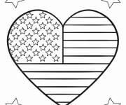 Coloriage Drapeau des états unis sur un cœur avec des motifs