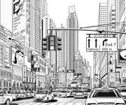 Coloriage Illustration de Times Square Etats unis