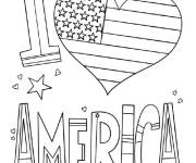 Coloriage J'aime les &eacute;tats Unis