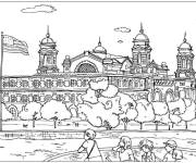 Coloriage l&rsquo;&icirc;le d&rsquo;Ellis des Etats Unis