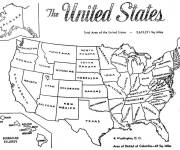 Coloriage La carte des Etats Unis avec les provinces