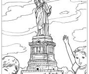 Coloriage la Statue de la Libert&eacute; symbole des &eacute;tats unis