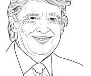 Coloriage Le pr&eacute;sident des &eacute;tats Unis Donald Trump