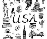 Coloriage Les &eacute;l&eacute;ments et symboles des &eacute;tats unis