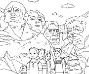 Coloriage Sc&egrave;ne de Mont Rushmore