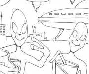 Coloriage Deux Extraterrestres prend Un Selfie