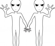 Coloriage Deux Extraterrestres te saluent
