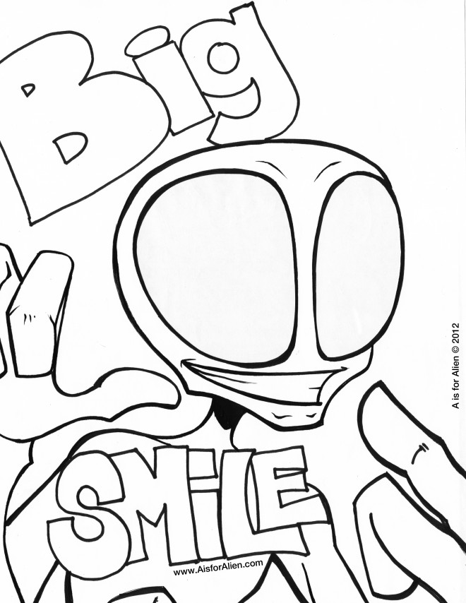 Coloriage et dessins gratuits Extraterrestre avec un grand sourire à imprimer