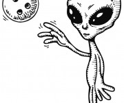 Coloriage et dessins gratuit Extraterrestre en noir et blanc à imprimer