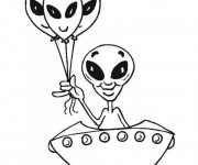 Coloriage Un Extraterrestre qui porte des Ballons