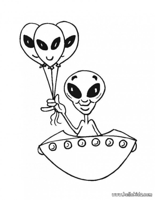 Coloriage et dessins gratuits Un Extraterrestre qui porte des Ballons à imprimer