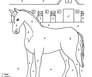 Coloriage Cheval numéroté Facile dessin gratuit à imprimer