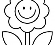 Coloriage Fleur souriante Facile