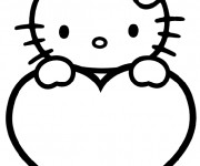 Coloriage Hello Kitty Facile en couleur