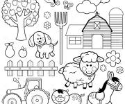 Coloriage animaux de la ferme illustration