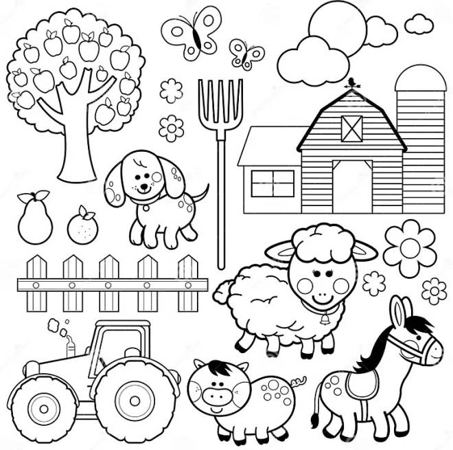 Coloriage et dessins gratuits animaux de la ferme illustration à imprimer