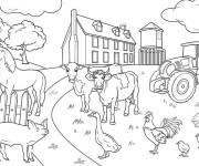 Coloriage Animaux et tracteur de la ferme