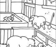 Coloriage et dessins gratuit Écurie des cochons à imprimer