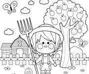 Coloriage Enfant Ferme