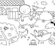 Coloriage et dessins gratuit ferme et enfant ce1 à imprimer