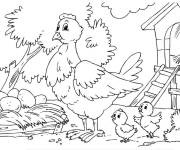Coloriage et dessins gratuit La poule a pondu cinq œufs à imprimer