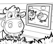 Coloriage La vache et l'image de ses amis animaux