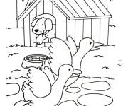 Coloriage Le chien garde les animaux de ferme