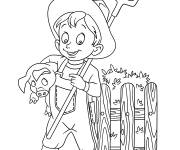 Coloriage Le petit enfant et la vie agricole