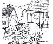 Coloriage Les cochons de ferme