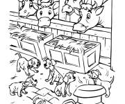 Coloriage Les Dalmatiens s'amusent dans la ferme