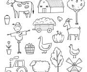 Coloriage Les &eacute;l&eacute;ments de la ferme PS