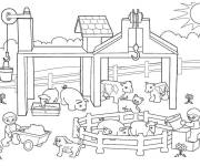 Coloriage Les Lego personnages prennent soin de leurs animaux à la ferme