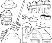 Coloriage Outils et éléments de la ferme