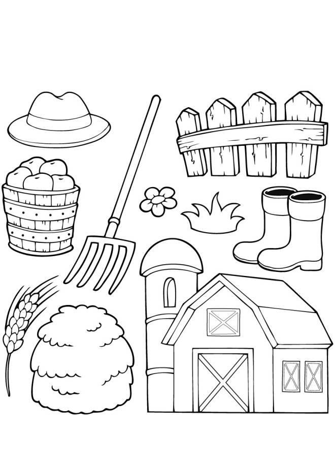 Coloriage et dessins gratuits Outils et éléments de la ferme à imprimer