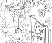 Coloriage Paysage avec ferme