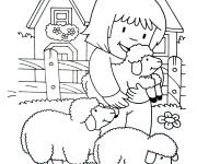 Coloriage Petit fermier et ses moutons