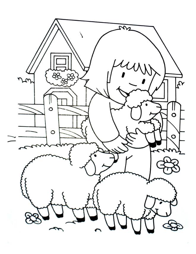 Coloriage et dessins gratuits Petit fermier et ses moutons à imprimer