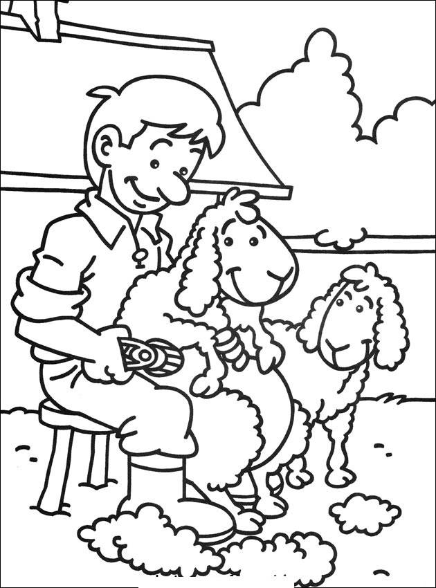 Coloriage et dessins gratuits Tonte de moutons à la ferme à imprimer