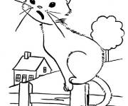 Coloriage Un chat dans la ferme