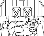 Coloriage Vache avec une cloche dans la ferme