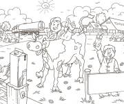 Coloriage Vache de ferme qui nous donne le lait