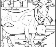 Coloriage Vache de la ferme num&eacute;rot&eacute;