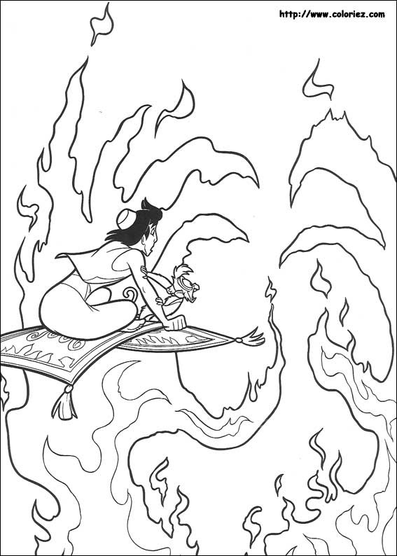 coloriage aladdin vole a travers les flammes hippocampe