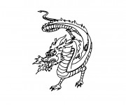 Coloriage Dragon chinois crache du Feu