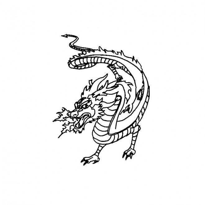 Coloriage et dessins gratuits Dragon chinois crache du Feu à imprimer